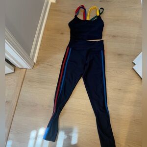 Aqua Women's Dark Blue Leggings with Colorful Straps